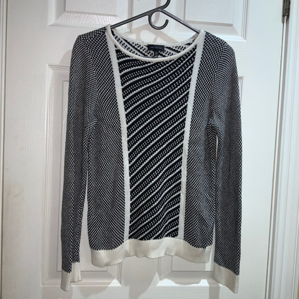 The Limited black white geometric print cotton blend pullover sweater Sz XS